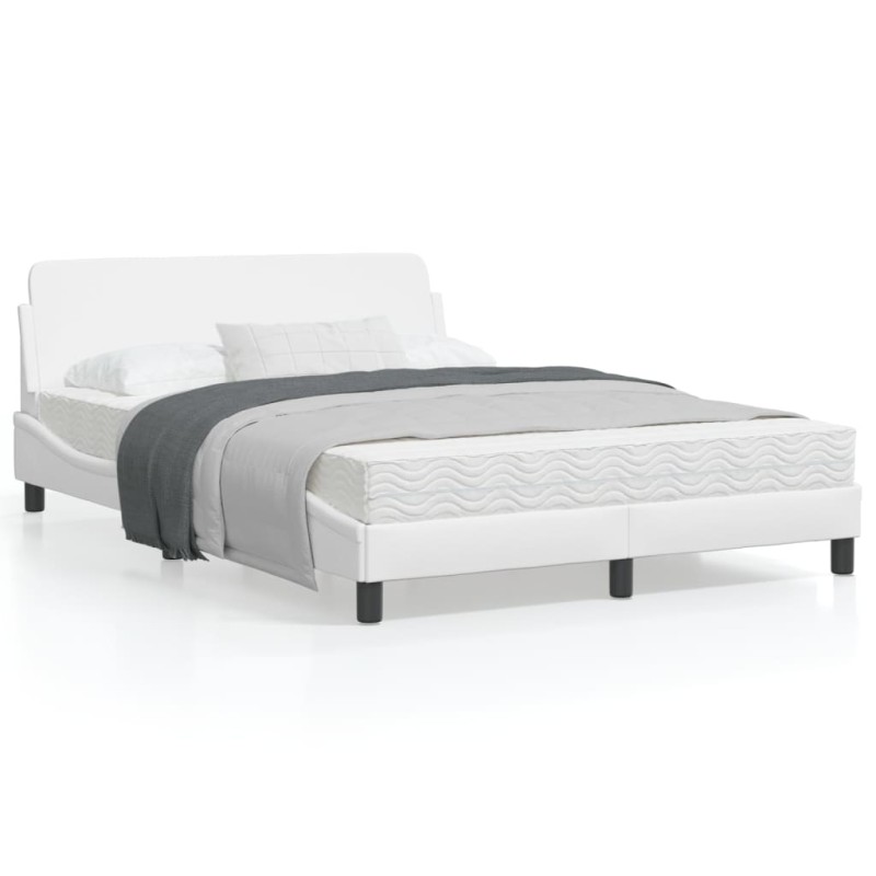 vidaXL Estructura de cama cabecero cuero sintético blanco 140x190 cm vidaXL Estructura de cama cabecero cuero sintético blanco 140x190 cm