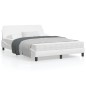 vidaXL Estructura de cama cabecero cuero sintético blanco 140x190 cm vidaXL Estructura de cama cabecero cuero sintético blanco 140x190 cm