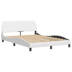 vidaXL Estructura de cama cabecero cuero sintético blanco 140x190 cm