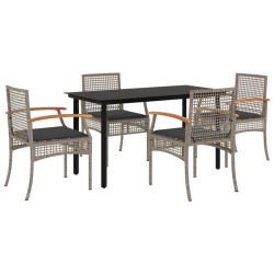 vidaXL Set comedor de jardín 5 piezas con cojines ratán sintético gris