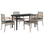 vidaXL Set comedor de jardín 5 piezas con cojines ratán sintético gris