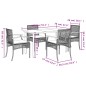 vidaXL Set comedor de jardín 5 piezas con cojines ratán sintético gris
