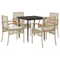 vidaXL Set comedor de jardín 5 pzas con cojines ratán sintético beige vidaXL Set comedor de jardín 5 pzas con cojines ratán sintético beige