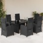 vidaXL Set de comedor de jardín 7 pzas y cojines ratán sintético negro vidaXL Set de comedor de jardín 7 pzas y cojines ratán sintético negro