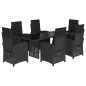 vidaXL Set de comedor de jardín 7 pzas y cojines ratán sintético negro vidaXL Set de comedor de jardín 7 pzas y cojines ratán sintético negro