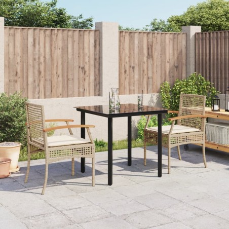 vidaXL Set comedor de jardín 3 pzas con cojines ratán sintético beige