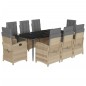 vidaXL Set comedor de jardín 9 pzas con cojines ratán sintético beige vidaXL Set comedor de jardín 9 pzas con cojines ratán sintético beige