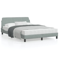vidaXL Estructura de cama con cabecero terciopelo gris claro 140x190cm
