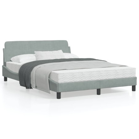vidaXL Estructura de cama con cabecero terciopelo gris claro 140x190cm