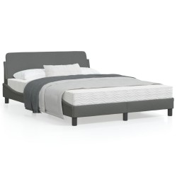 vidaXL Estructura de cama con cabecero de tela gris oscuro 140x190 cm