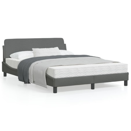 vidaXL Estructura de cama con cabecero de tela gris oscuro 140x190 cm