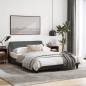 vidaXL Estructura de cama con cabecero de tela gris oscuro 140x190 cm