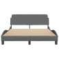 vidaXL Estructura de cama con cabecero de tela gris oscuro 140x190 cm
