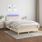 vidaXL Cama box spring con colchón y LED tela crema 120x200 cm vidaXL Cama box spring con colchón y LED tela crema 120x200 cm