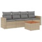 vidaXL Juego de sofás jardín con cojines 5 pzas ratán sintético beige vidaXL Juego de sofás jardín con cojines 5 pzas ratán sintético beige