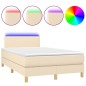 vidaXL Cama box spring con colchón y LED tela crema 120x200 cm vidaXL Cama box spring con colchón y LED tela crema 120x200 cm