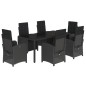 vidaXL Set de comedor de jardín 7 pzas y cojines ratán sintético negro vidaXL Set de comedor de jardín 7 pzas y cojines ratán sintético negro
