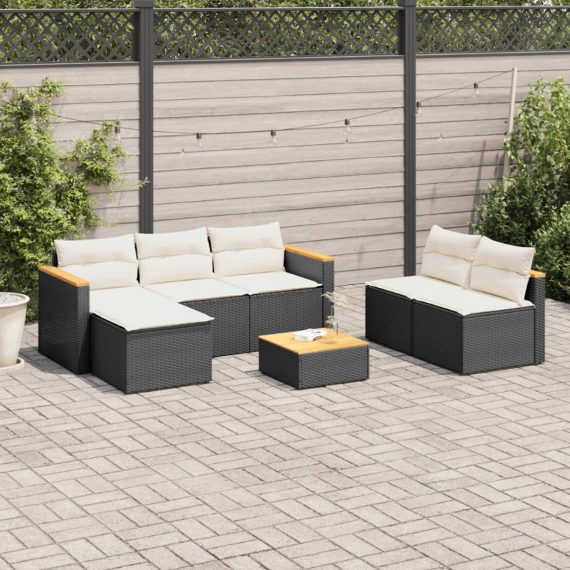 vidaXL Set sofás jardín y cojines 5 pzas ratán sintético acacia negro vidaXL Set sofás jardín y cojines 5 pzas ratán sintético acacia negro