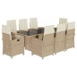 vidaXL Set comedor de jardín 9 pzas con cojines ratán sintético beige vidaXL Set comedor de jardín 9 pzas con cojines ratán sintético beige