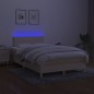 vidaXL Cama box spring con colchón y LED tela crema 120x200 cm vidaXL Cama box spring con colchón y LED tela crema 120x200 cm