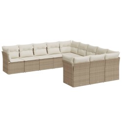 vidaXL Set de sofás de jardín 11pzas con cojines ratán sintético beige
