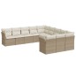 vidaXL Set de sofás de jardín 11pzas con cojines ratán sintético beige vidaXL Set de sofás de jardín 11pzas con cojines ratán sintético beige