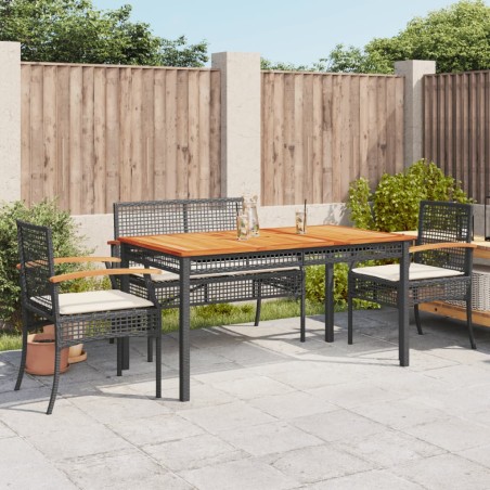 vidaXL Set de muebles jardín 5 pzas con cojines ratán sintético negro