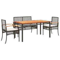 vidaXL Set de muebles jardín 5 pzas con cojines ratán sintético negro