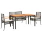 vidaXL Set de muebles jardín 5 pzas con cojines ratán sintético negro vidaXL Set de muebles jardín 5 pzas con cojines ratán sintético negro