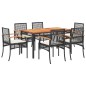vidaXL Set de comedor de jardín 7 pzas y cojines ratán sintético negro vidaXL Set de comedor de jardín 7 pzas y cojines ratán sintético negro