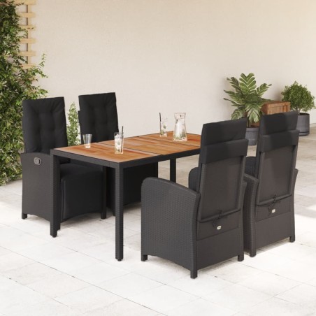 vidaXL Set de muebles jardín 5 pzas con cojines ratán sintético negro