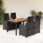vidaXL Set de muebles jardín 5 pzas con cojines ratán sintético negro