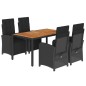 vidaXL Set de muebles jardín 5 pzas con cojines ratán sintético negro