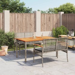 vidaXL Set comedor de jardín 3 piezas con cojines ratán sintético gris