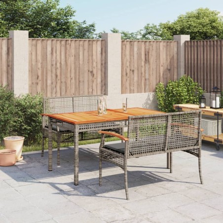 vidaXL Set comedor de jardín 3 piezas con cojines ratán sintético gris
