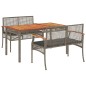 vidaXL Set comedor de jardín 3 piezas con cojines ratán sintético gris vidaXL Set comedor de jardín 3 piezas con cojines ratán sintético gris