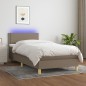 vidaXL Cama box spring con colchón LED tela gris taupe 90x200 cm vidaXL Cama box spring con colchón LED tela gris taupe 90x200 cm