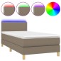 vidaXL Cama box spring con colchón LED tela gris taupe 90x200 cm vidaXL Cama box spring con colchón LED tela gris taupe 90x200 cm