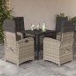 vidaXL Set comedor de jardín 5 pzas cojines ratán sintético gris claro