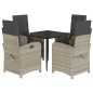 vidaXL Set comedor de jardín 5 pzas cojines ratán sintético gris claro
