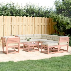 vidaXL Juego de muebles jardín 8 pzas y cojines madera abeto Douglas