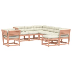 vidaXL Juego de muebles jardín 8 pzas y cojines madera abeto Douglas