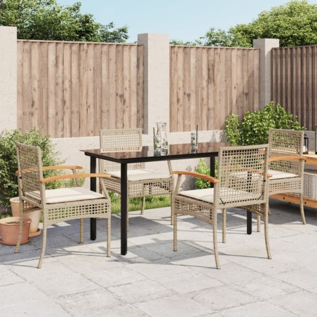 vidaXL Set comedor de jardín 5 pzas con cojines ratán sintético beige