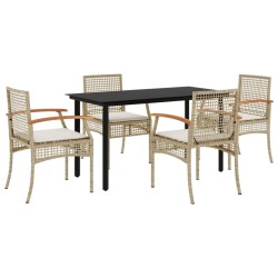 vidaXL Set comedor de jardín 5 pzas con cojines ratán sintético beige