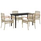 vidaXL Set comedor de jardín 5 pzas con cojines ratán sintético beige vidaXL Set comedor de jardín 5 pzas con cojines ratán sintético beige