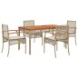 vidaXL Set comedor de jardín 5 pzas con cojines ratán sintético beige vidaXL Set comedor de jardín 5 pzas con cojines ratán sintético beige