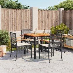 vidaXL Set de muebles jardín 5 pzas con cojines ratán sintético negro