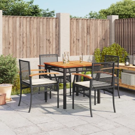 vidaXL Set de muebles jardín 5 pzas con cojines ratán sintético negro
