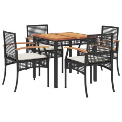 vidaXL Set de muebles jardín 5 pzas con cojines ratán sintético negro