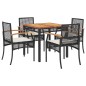 vidaXL Set de muebles jardín 5 pzas con cojines ratán sintético negro vidaXL Set de muebles jardín 5 pzas con cojines ratán sintético negro
